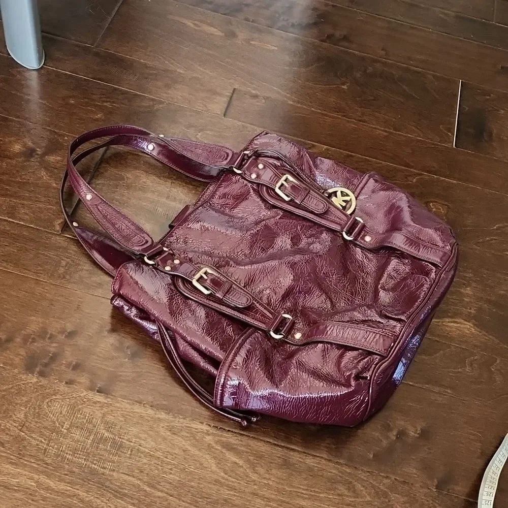 Michael Kors Burgundy Patent Leather Shoulder Bag